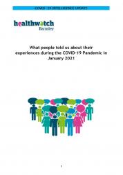 Front page of report showing title "What people have told us about their experiences during the Covid-19 pandemic" and an icon of different brightly coloured people and speech bubbles